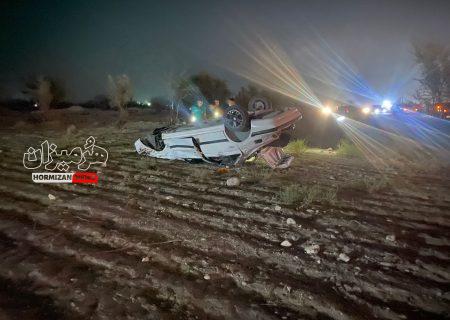 واژگونی خودرو پژو پارس در محور هرنگ – بستک موجب فوت مادر باردار شد