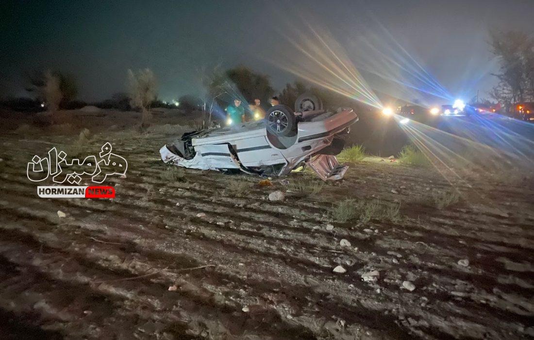 واژگونی خودرو پژو پارس در محور هرنگ – بستک موجب فوت مادر باردار شد