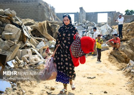 محله مسکونی چاه‌تنگو قشم پس از حمله جنایتکارانه آمریکا